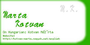 marta kotvan business card